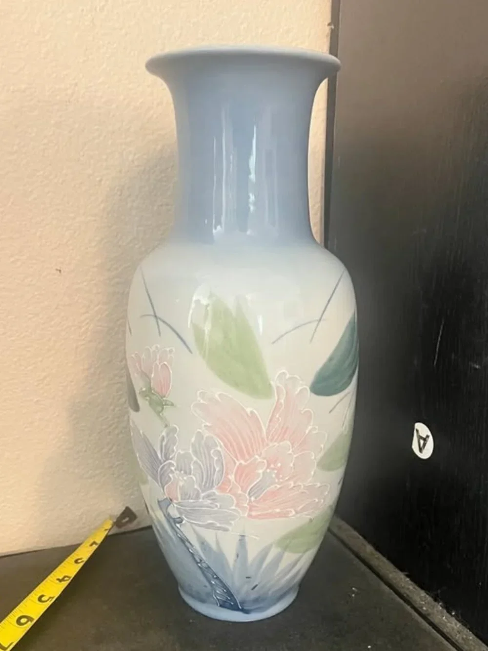 Vintage Otagiri Iris Floral Japan Hand Painted Ceramic Vase, Pastel Flowers